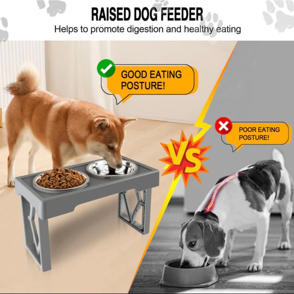 Raised Dog Food & Water Bowls - Ergonomic Design for Pets